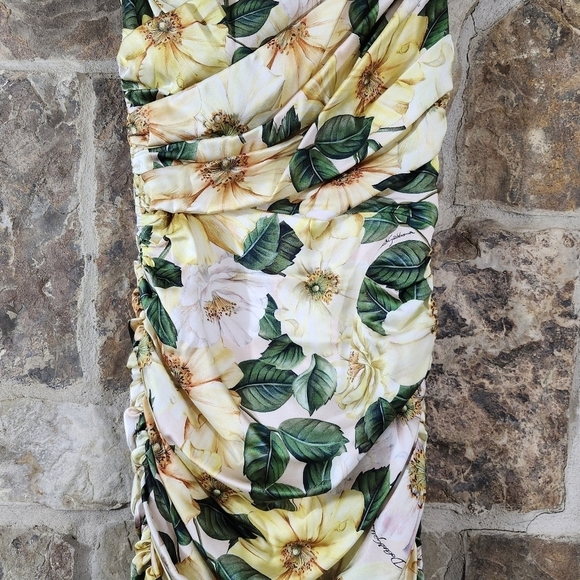 Dolce & Gabbana 2 38 Camellia Ruched Satin Silk Floral Dress - Picture 6 of 15